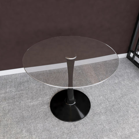 Bristol Round Dining Table with MDF/Sintered Stone/Glass Tabletop in Black Steel Base