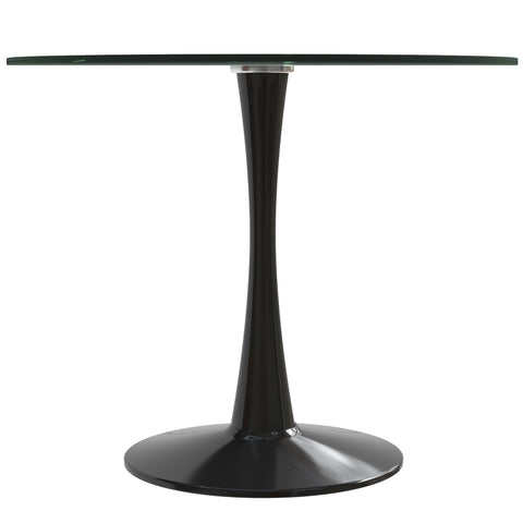 Bristol Round Dining Table with MDF/Sintered Stone/Glass Tabletop in Black Steel Base