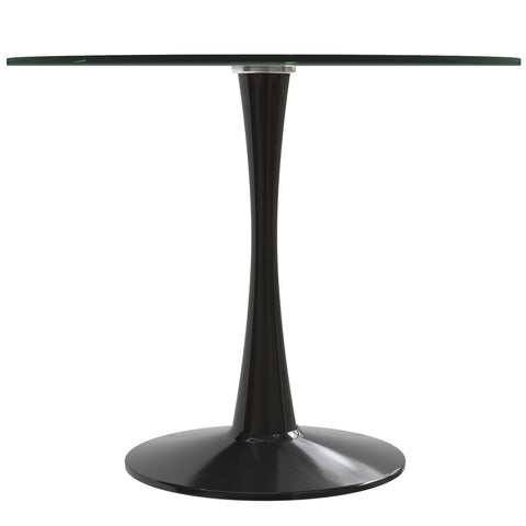 Round Dining Table with Glass Top and Iron Pedestal Base - Bristol Collection