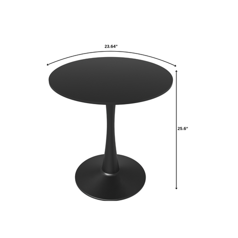 Bristol 24" Round Dining Table with MDF Wood Tabletop in Black Steel