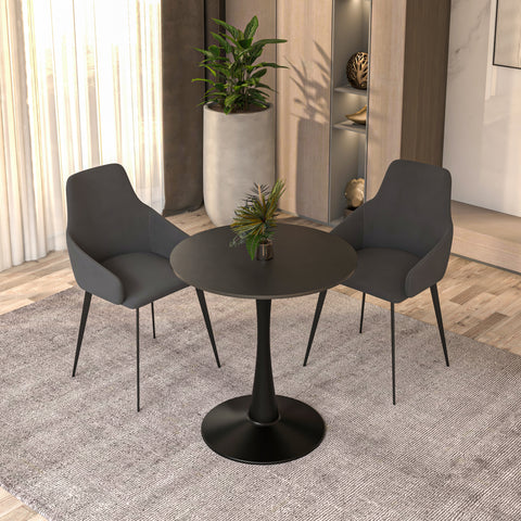 Bristol 24" Round Dining Table with MDF Wood Tabletop in Black Steel