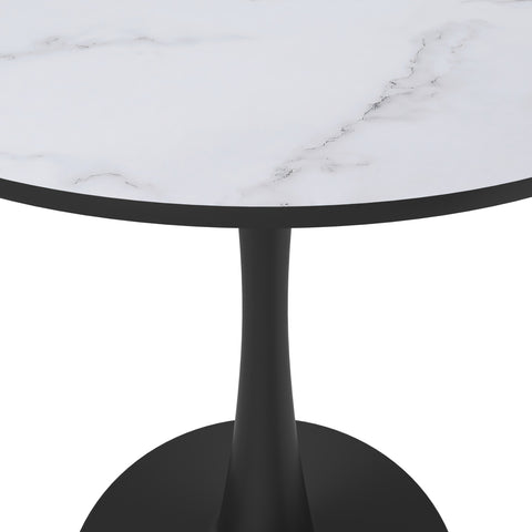 Bristol 24" Round Dining Table with MDF Wood Tabletop in Black Steel