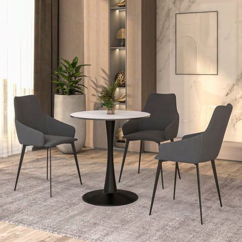 Bristol 24" Round Dining Table with MDF Wood Tabletop in Black Steel