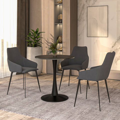 Bristol 27" Round Dining Table with MDF Wood Tabletop in Black Steel