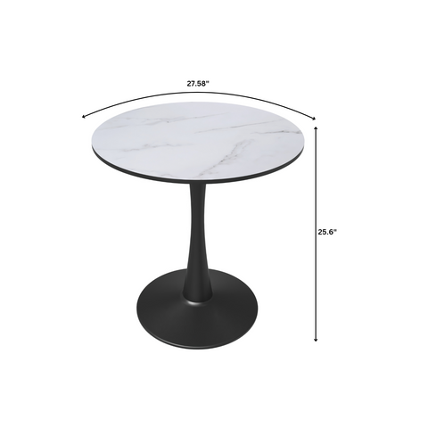 Bristol 27" Round Dining Table with MDF Wood Tabletop in Black Steel