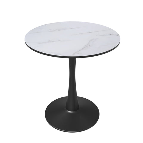 Bristol 27" Round Dining Table with MDF Wood Tabletop in Black Steel