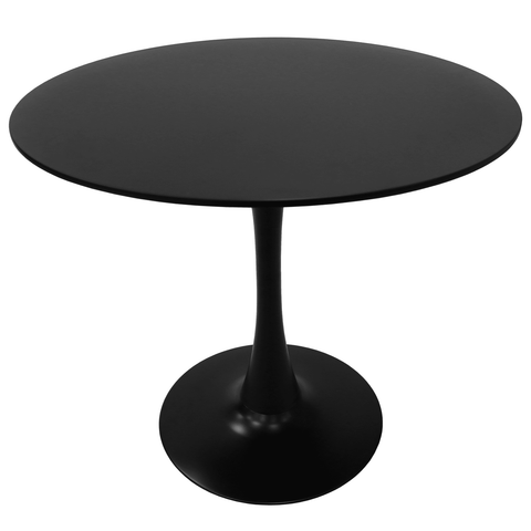 Bristol 32" Round Dining Table with Wood Top and Iron Pedestal Base