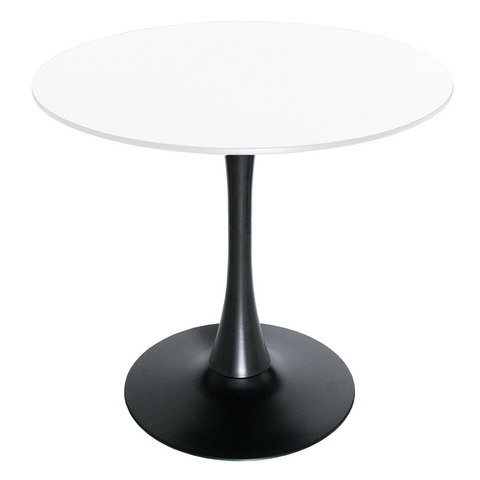 Bristol 27" Round Dining Table with MDF Wood Tabletop in Black Steel