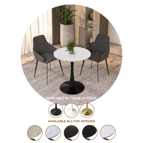 Bristol 24" Round Dining Table with MDF Wood Tabletop in Black Steel