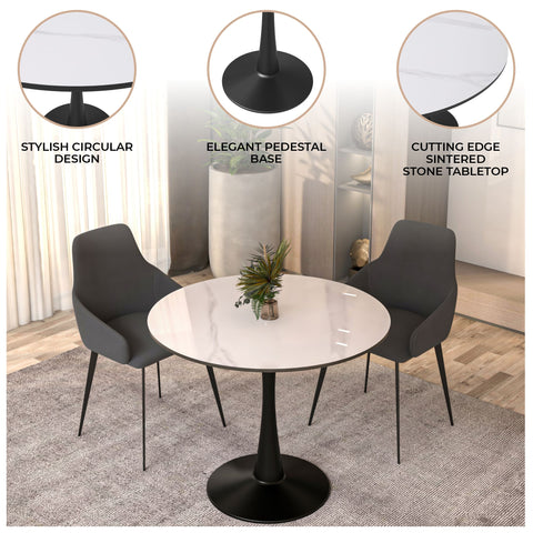 Bristol Round Dining Table Collection in Black Steel