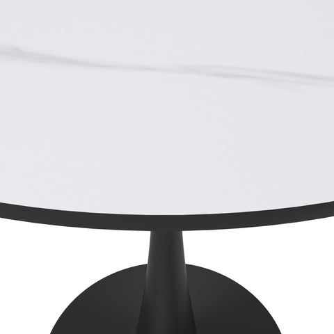 Bristol 31" Round Dining Table with Sintered Stone Tabletop in Black Steel