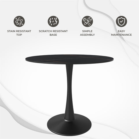 Bristol Round Dining Table Collection in Black Steel