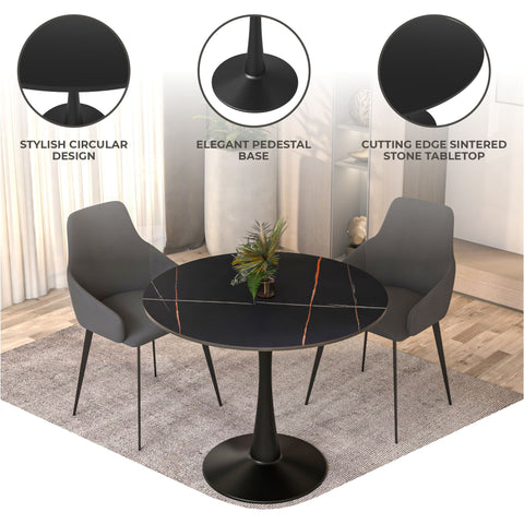 Bristol Round Dining Table Collection in Black Steel