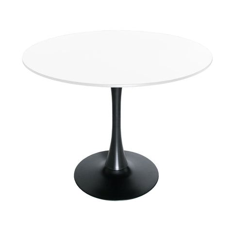 Bristol Modern Round Dining Table with Wood Top and Iron Pedestal Base