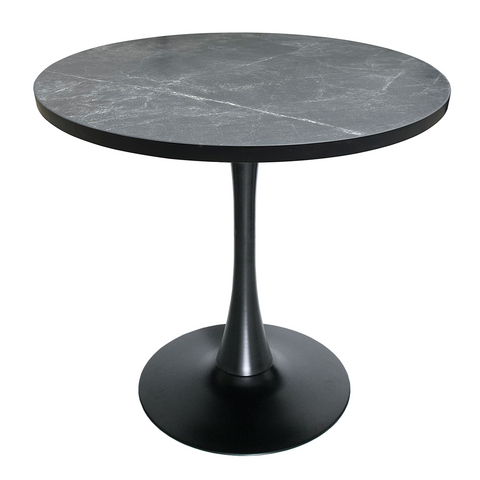 Bristol Round Dining Table with MDF/Sintered Stone/Glass Tabletop in Black Steel Base