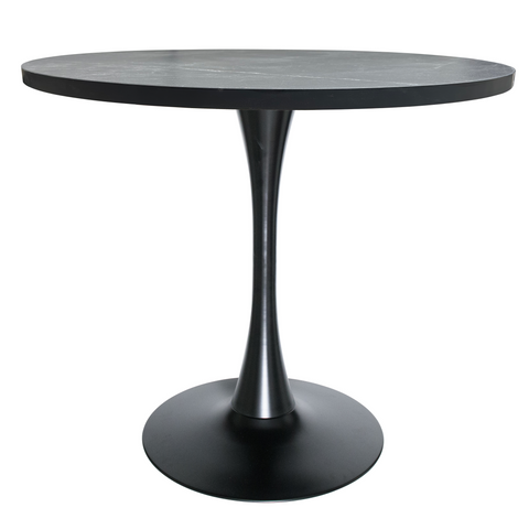 Bristol Round Dining Table with MDF/Sintered Stone/Glass Tabletop in Black Steel Base