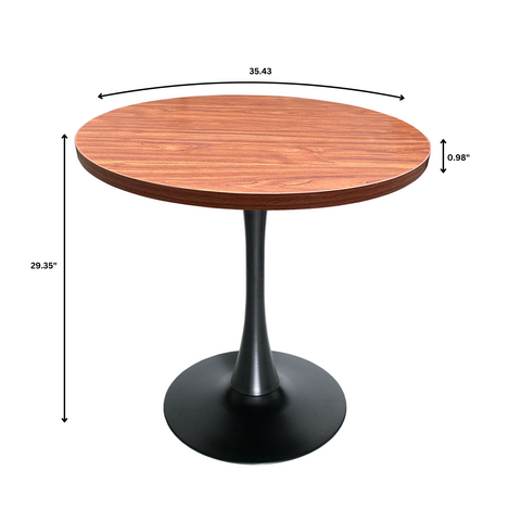 Bristol Round Dining Table with MDF/Sintered Stone/Glass Tabletop in Black Steel Base