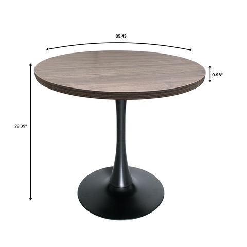 Bristol Round Dining Table with MDF/Sintered Stone/Glass Tabletop in Black Steel Base