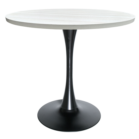 Bristol Round Dining Table with MDF/Sintered Stone/Glass Tabletop in Black Steel Base