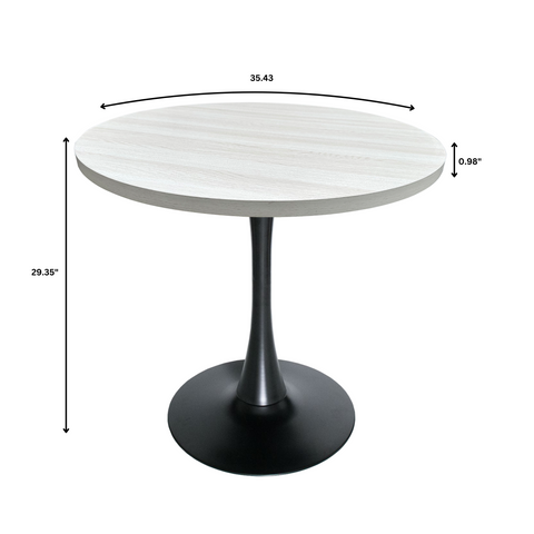 Bristol Round Dining Table with MDF/Sintered Stone/Glass Tabletop in Black Steel Base