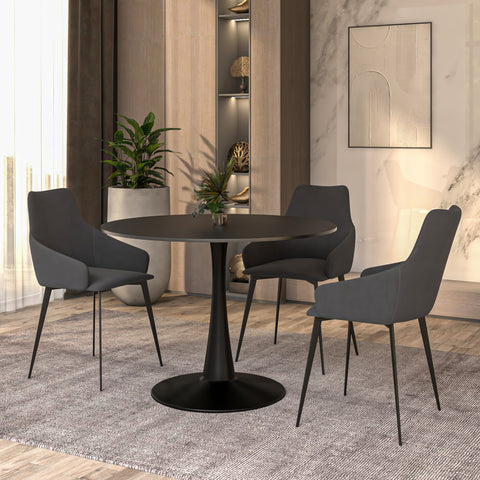 Bristol Round Dining Table with MDF/Sintered Stone/Glass Tabletop in Black Steel Base