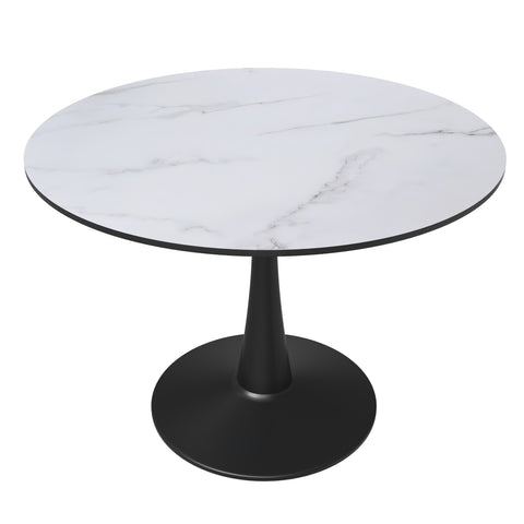 Bristol Round Dining Table with MDF/Sintered Stone/Glass Tabletop in Black Steel Base