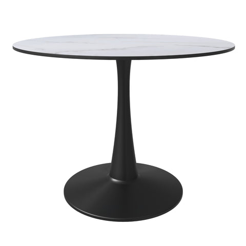 Bristol Round Dining Table with MDF/Sintered Stone/Glass Tabletop in Black Steel Base