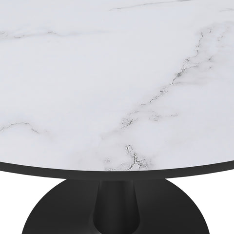 Bristol Round Dining Table with MDF/Sintered Stone/Glass Tabletop in Black Steel Base