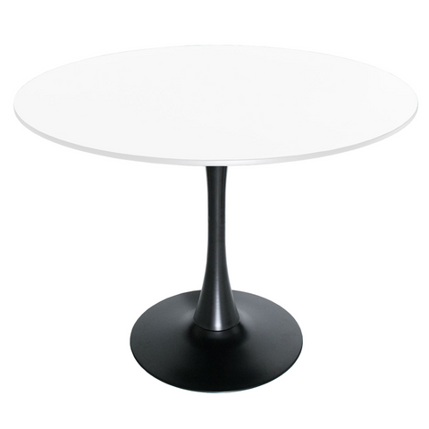 Bristol Round Dining Table with MDF/Sintered Stone/Glass Tabletop in Black Steel Base