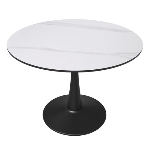 Bristol Round Dining Table with MDF/Sintered Stone/Glass Tabletop in Black Steel Base