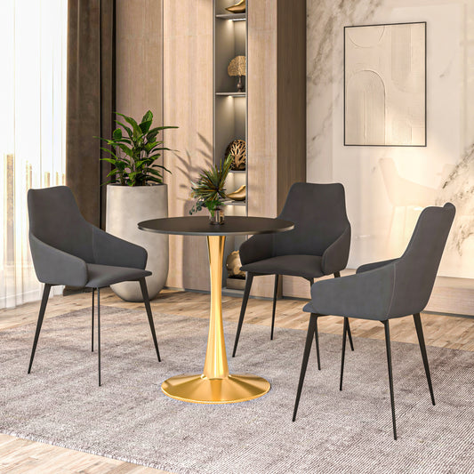 Bristol 24" Round Dining Table with MDF Wood Tabletop in Gold Steel