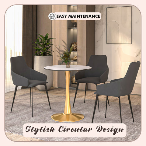 Bristol 24" Round Dining Table with MDF Wood Tabletop in Gold Steel