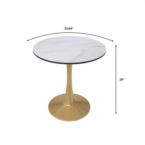 Bristol 24" Round Dining Table with MDF Wood Tabletop in Gold Steel