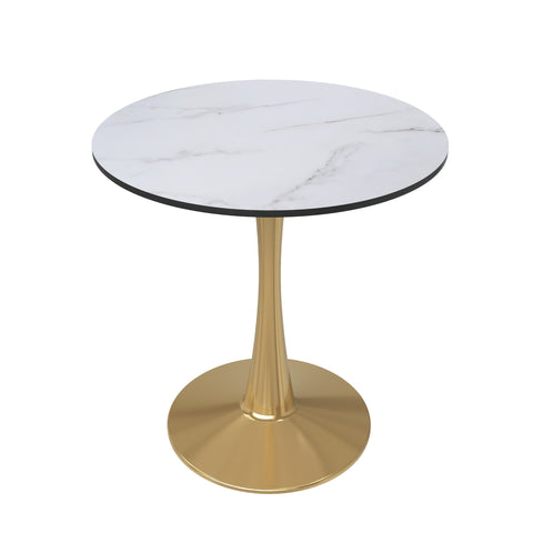 Bristol 24" Round Dining Table with MDF Wood Tabletop in Gold Steel