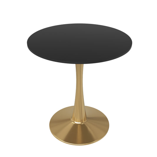 Bristol 27" Round Dining Table with MDF Wood Tabletop in Gold Steel