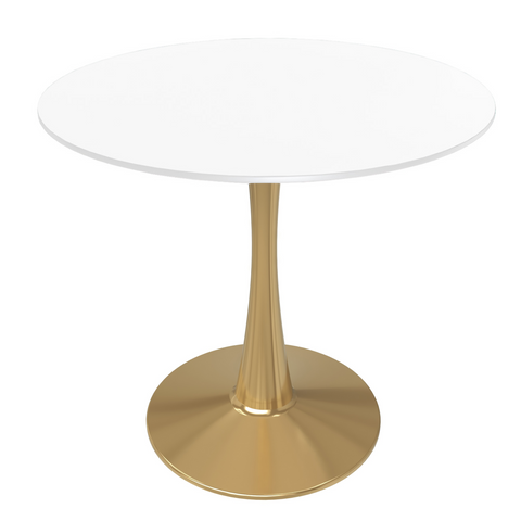 Bristol 27" Round Dining Table with MDF Wood Tabletop in Gold Steel