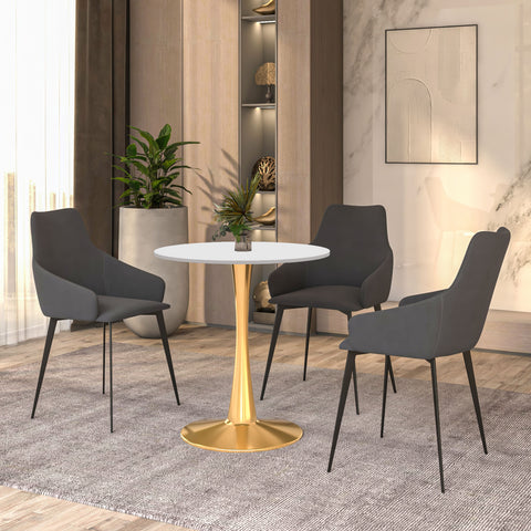 Bristol Round Dining Table with MDF/Sintered Stone Wood Tabletop in Gold Steel