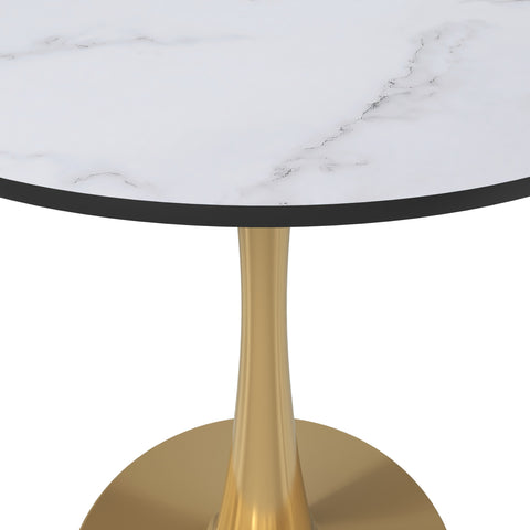 Bristol 27" Round Dining Table with MDF Wood Tabletop in Gold Steel