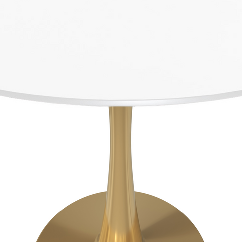 Bristol 27" Round Dining Table with MDF Wood Tabletop in Gold Steel