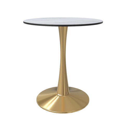 Bristol Round Dining Table with MDF/Sintered Stone Wood Tabletop in Gold Steel