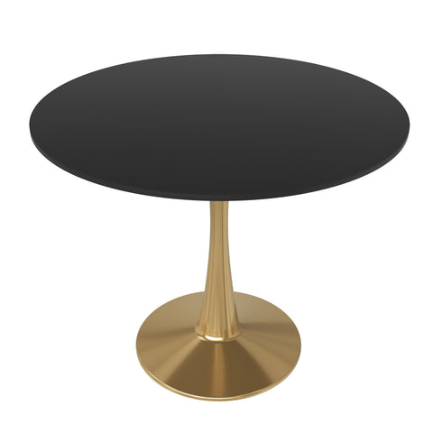 Bristol 31" Round Dining Table with MDF Wood Tabletop in Gold Steel