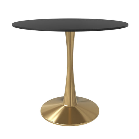 Bristol 31" Round Dining Table with MDF Wood Tabletop in Gold Steel