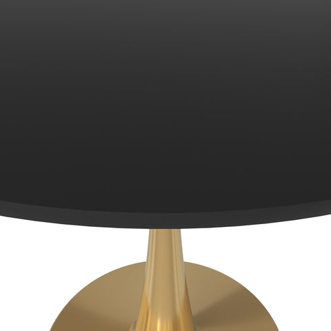 Bristol 31" Round Dining Table with MDF Wood Tabletop in Gold Steel