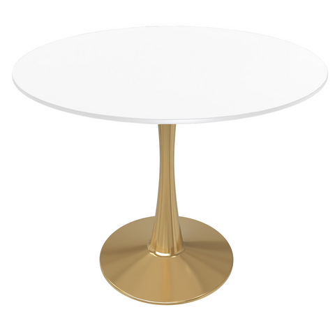 Bristol 31" Round Dining Table with MDF Wood Tabletop in Gold Steel