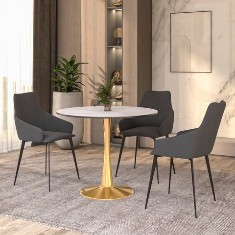 Bristol 31" Round Dining Table with MDF Wood Tabletop in Gold Steel