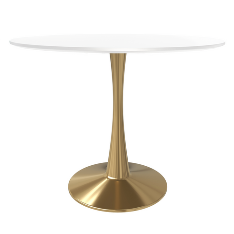 Bristol 31" Round Dining Table with MDF Wood Tabletop in Gold Steel