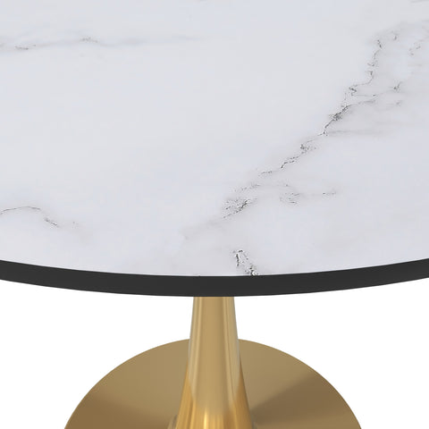 Bristol 31" Round Dining Table with MDF Wood Tabletop in Gold Steel