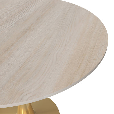 Bristol Round Dining Table with MDF/Sintered Stone Wood Tabletop in Gold Steel