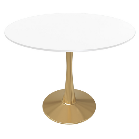 Bristol 35" Round Dining Table with MDF Wood Tabletop in Gold Steel