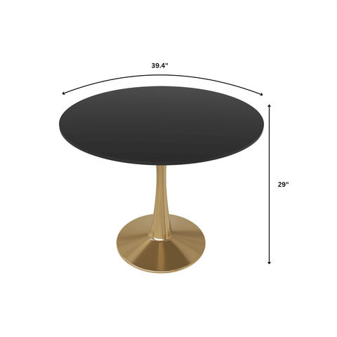 Bristol 40" Round Dining Table with MDF Wood Tabletop in Gold Steel